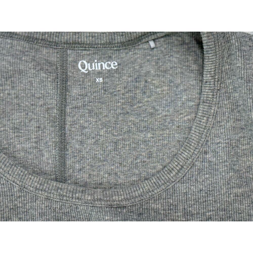 NWOT Quince Organic Cotton Micro-Rib Elbow Sleeve Tee XS Heather Grey Minimalist - Picture 6 of 8